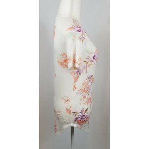 Mudd Women's Tunic Top Multicolor Soft Floral Print Small Short Sleeve, NWT